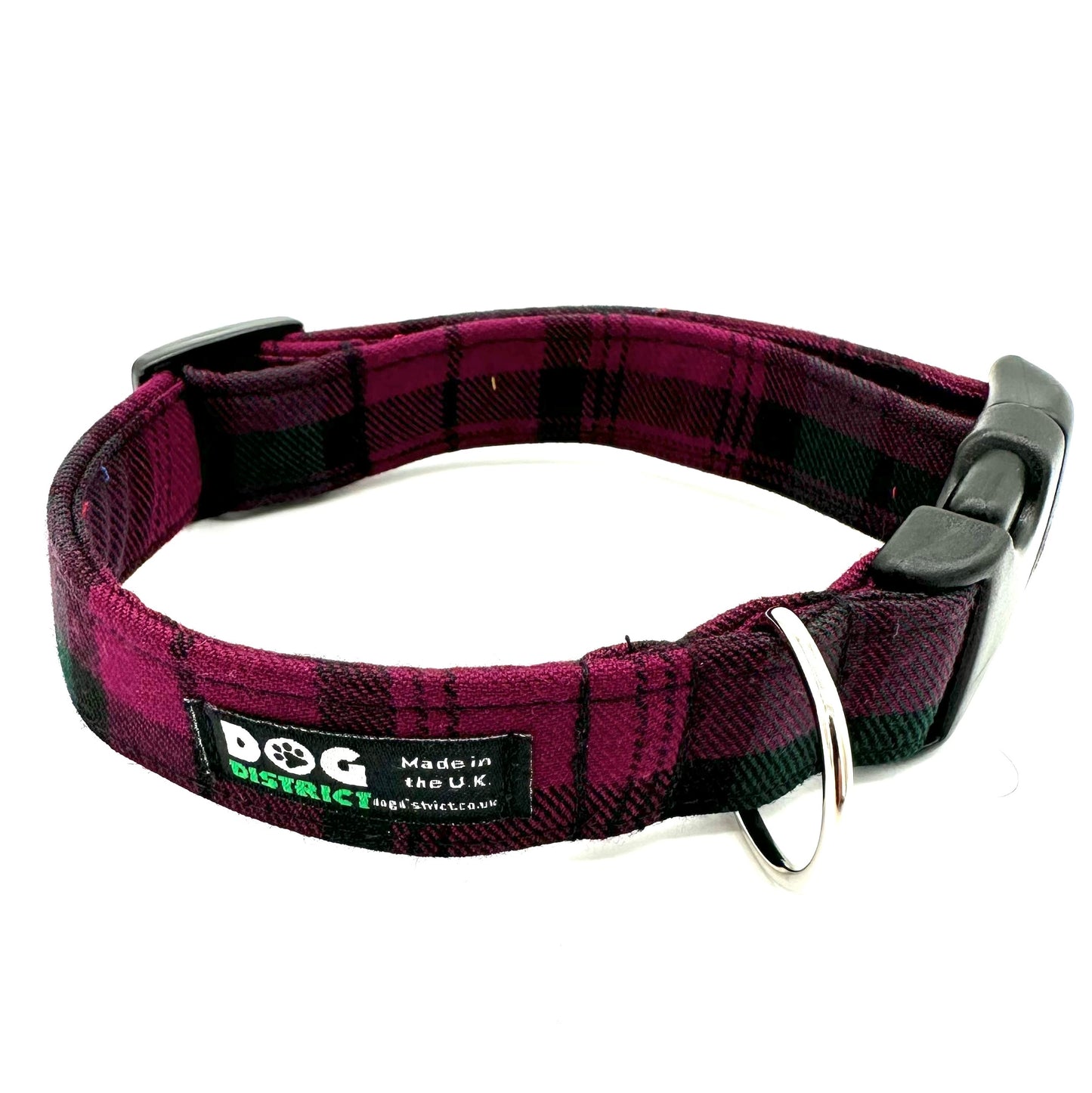 Check Dog Collar Bordeaux