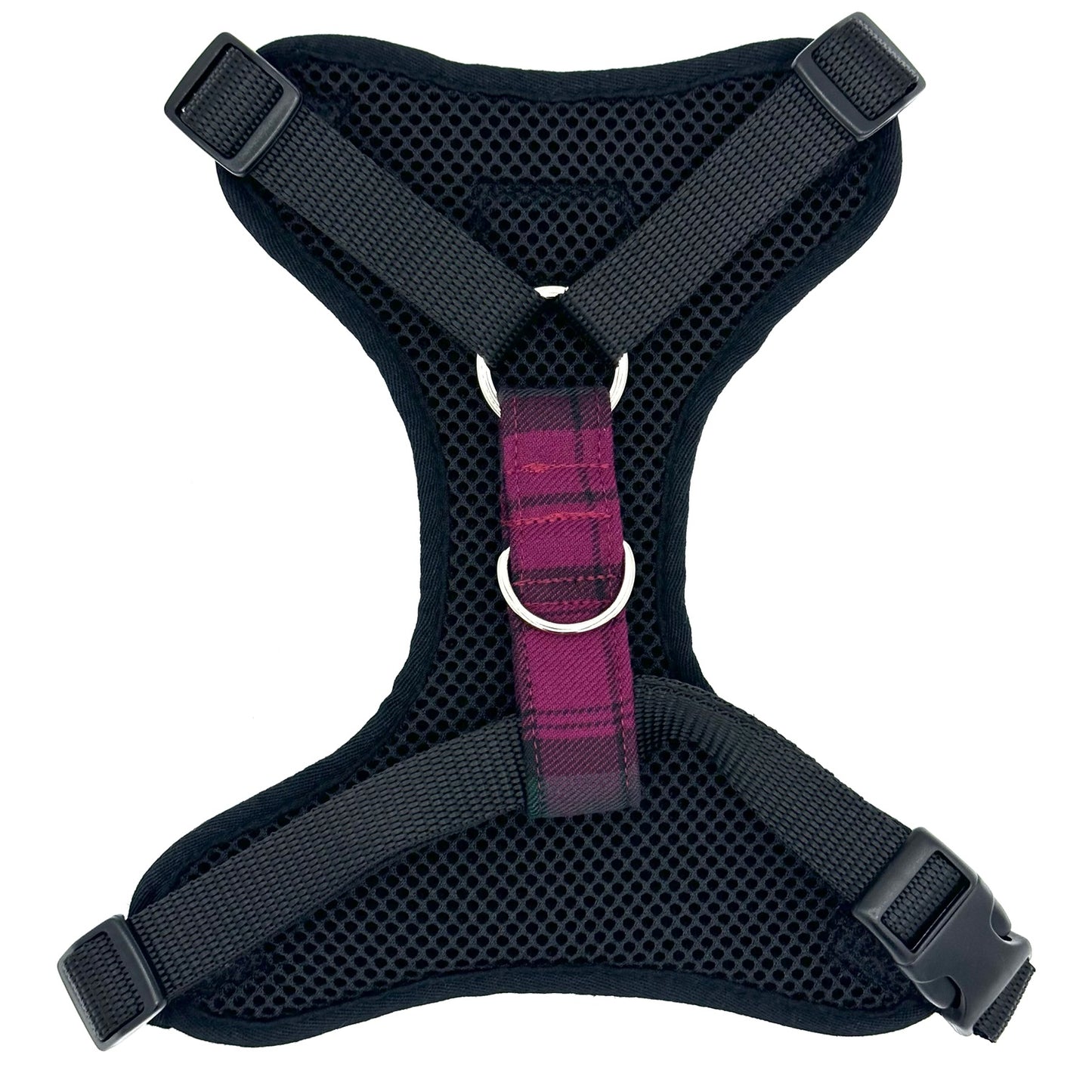 Check Dog Harness Bordeaux