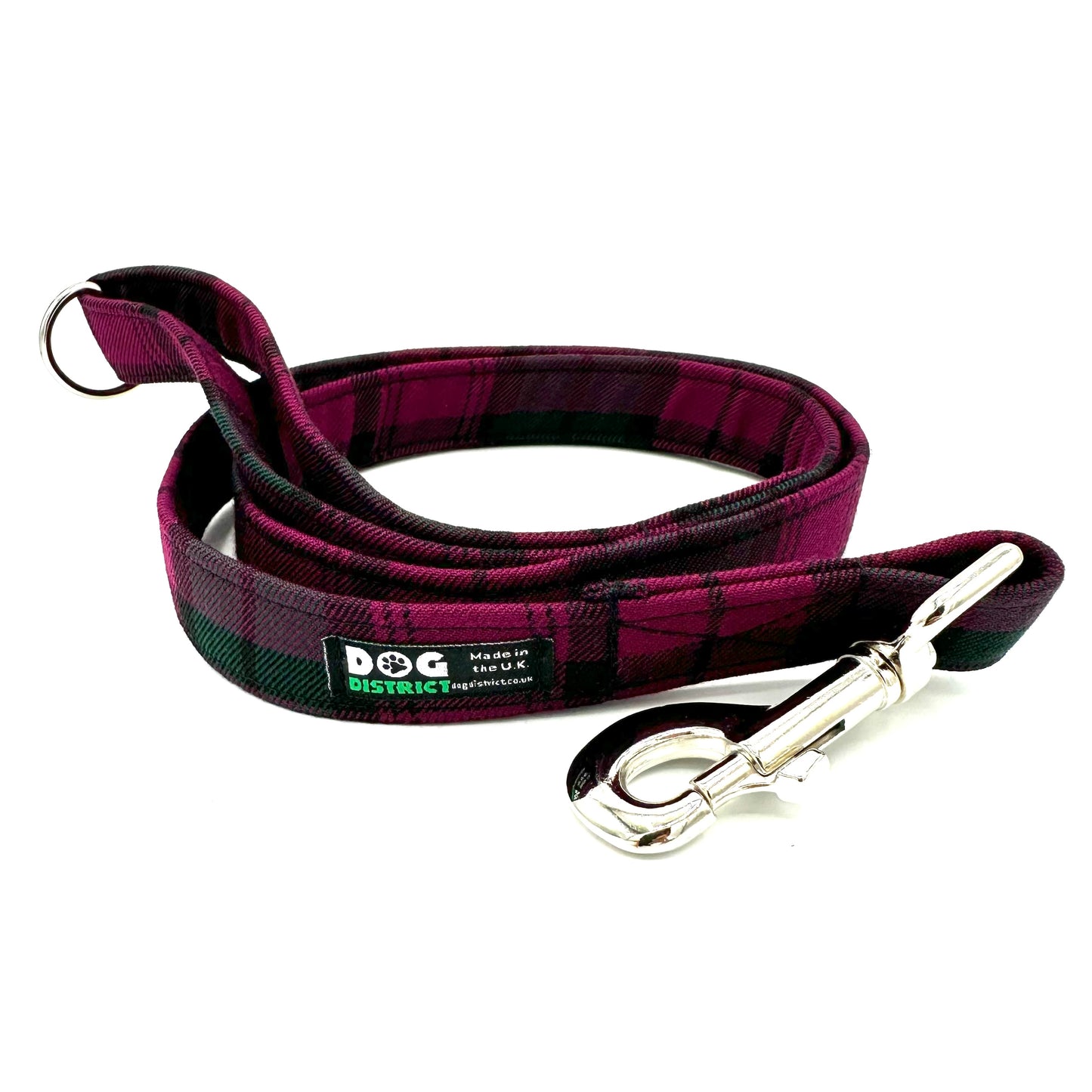Check Dog Lead Bordeaux