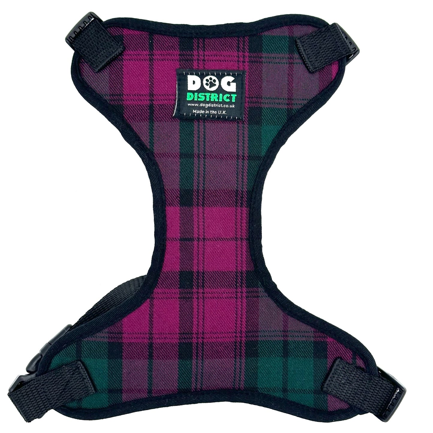 Check Dog Harness Bordeaux