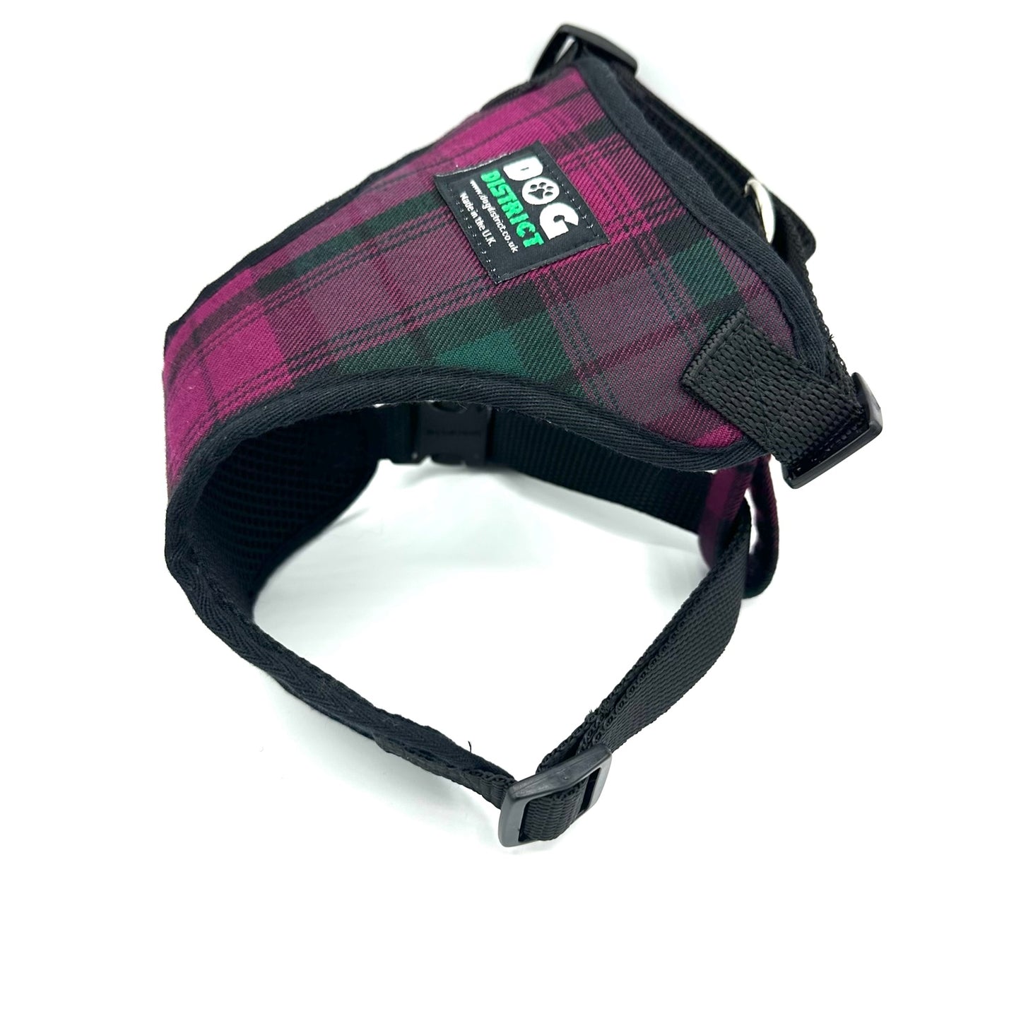 Check Dog Harness Bordeaux