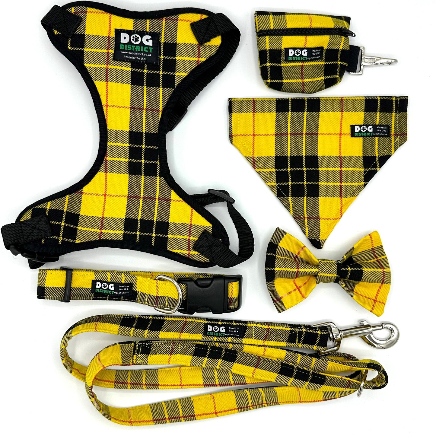 Check Dog Collar Sunshine Yellow