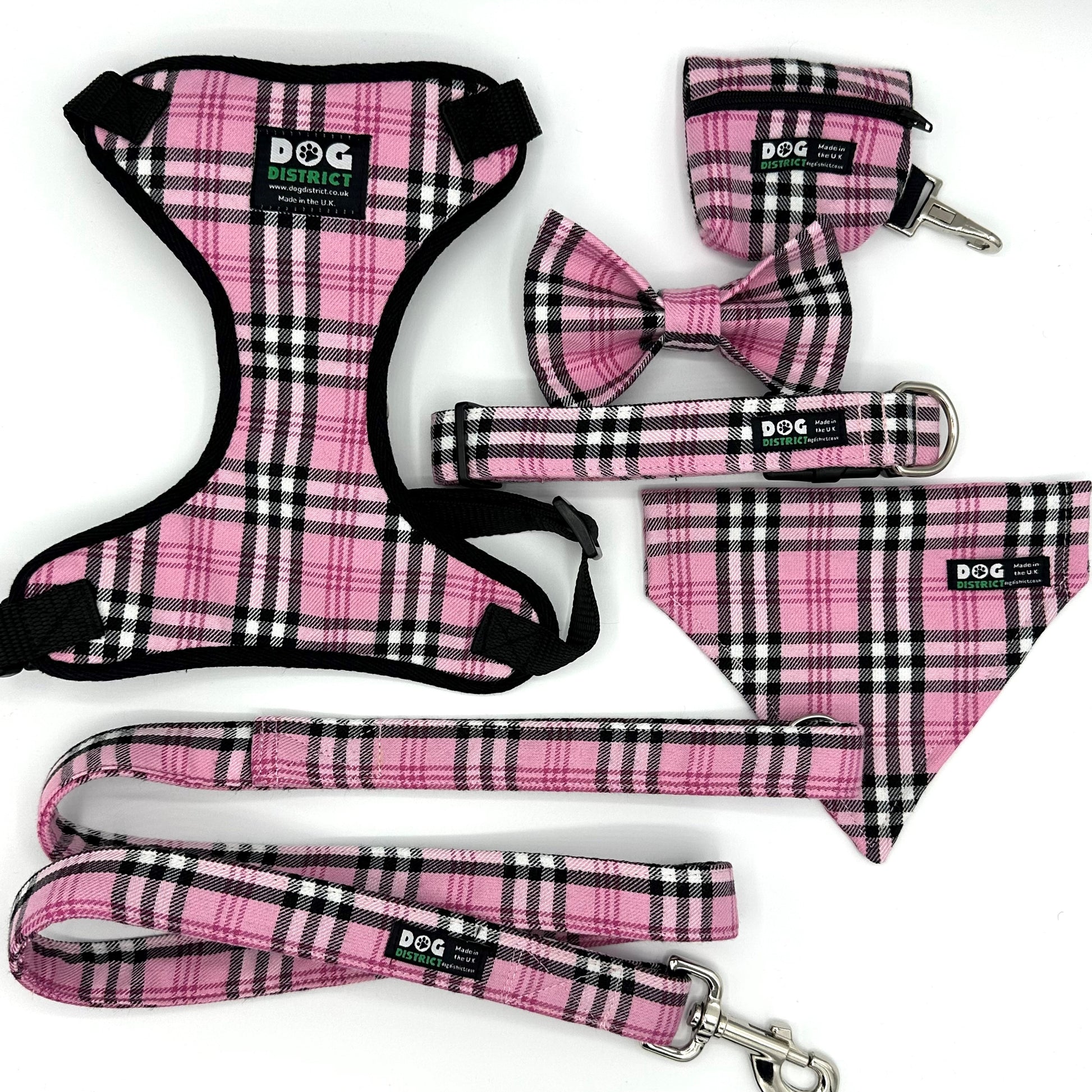 Dog Poo Bag Holder Pretty in Pink Check