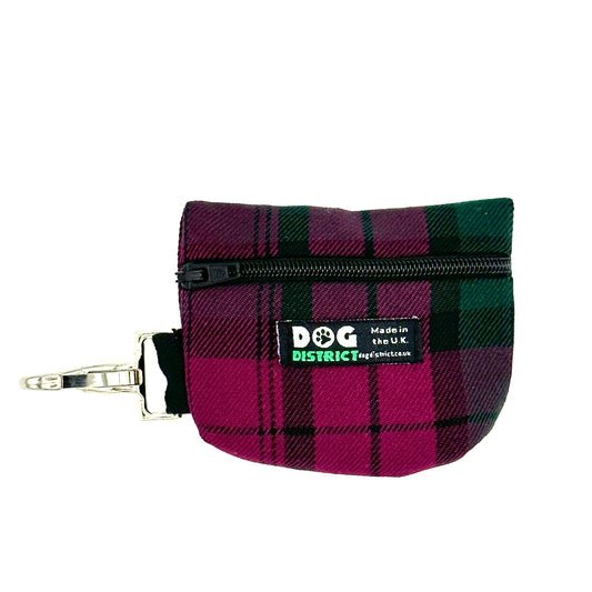 Dog Poo Bag Holder Bordeaux Check