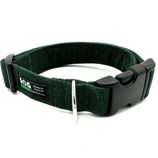 Cord Dog Collar Forest Green