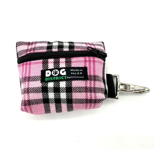 Dog Poo Bag Holder Pretty in Pink Check